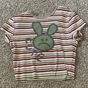 Forever 21 Kids Striped Tee with Bunny Graphic